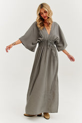 Zwarte Magnolia maxi-jurk